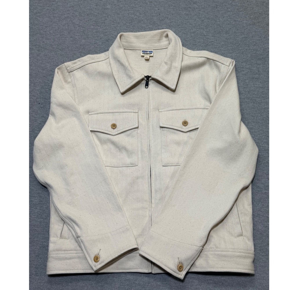 Patagonia Mens L Handwoven 100% Organic Station Trucker Jacket Natural Undyed